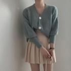 V-neck Cardigan / Mini Pleated Skirt