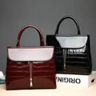Croc Grain Patent Tote Bag