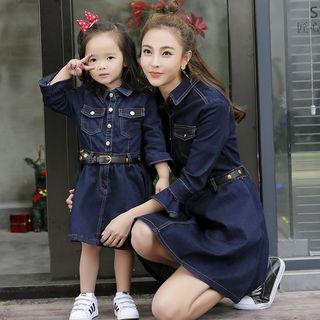 Family Matching 3/4-sleeve Denim A-line Dress