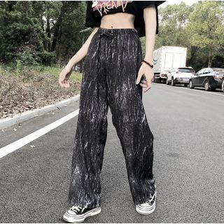 Tie-dyed Wide Leg Pants Black - One Size