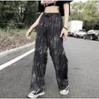 Tie-dyed Wide Leg Pants Black - One Size