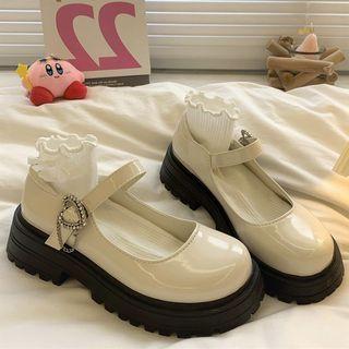Platform Chunky Heel Heart Buckled Mary Jane Shoes