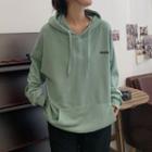Lettering Print Drawstring Oversized Hoodie
