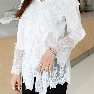 Ruffled Lace-overlay Top
