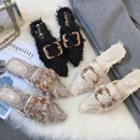 Buckled Fringed Pointed Mules