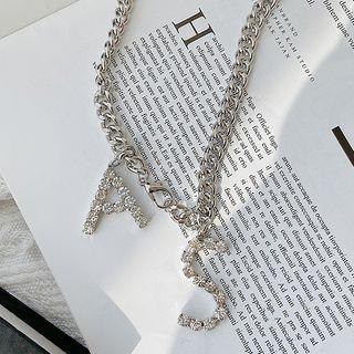 Rhinestone Alphabet Pendant Necklace As Shown In Figure - One Size