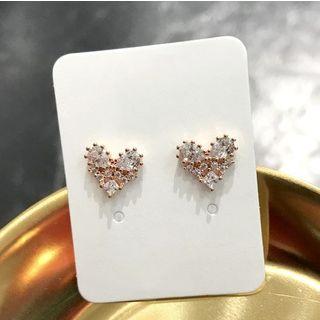 Rhinestone Heart Earring As Shown In Figure - One Size