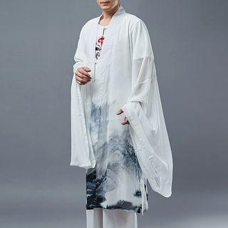 Print Wide-sleeve Chiffon Jacket
