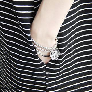 Drop-shoulder Stripe T-shirt Dress