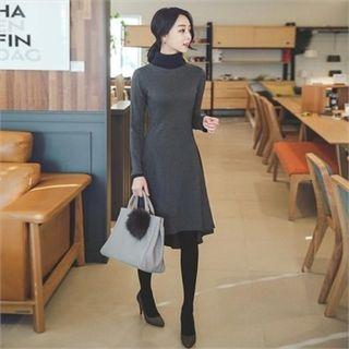 Turtle-neck Color-block A-line Dress