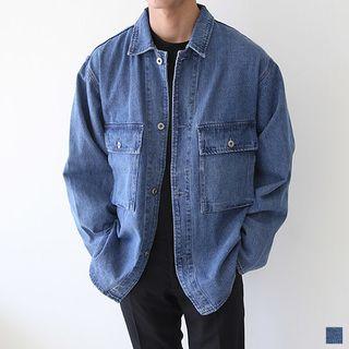 Flap-pocket Boxy Denim Jacket