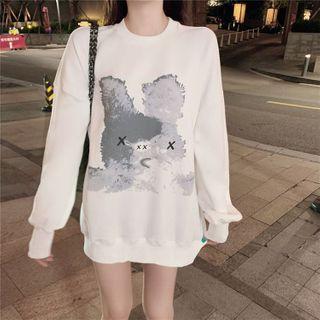 Print Loose-fit Sweatshirt White - One Size