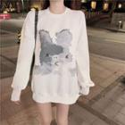 Print Loose-fit Sweatshirt White - One Size
