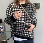 Color Block Houndstooth Sweater
