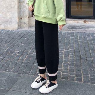 Crop Harem Knit Pants As Shown In Figure - One Size
