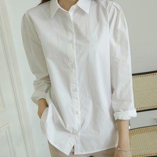 Pleated-shoulder Cotton Shirt