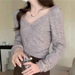 Long-sleeve Criss-cross Cropped Blouse