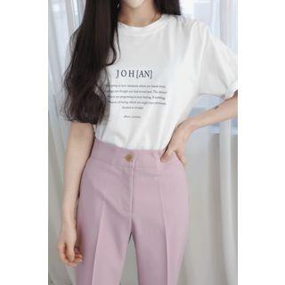 Petite Size Round-neck Letter-printed T-shirt