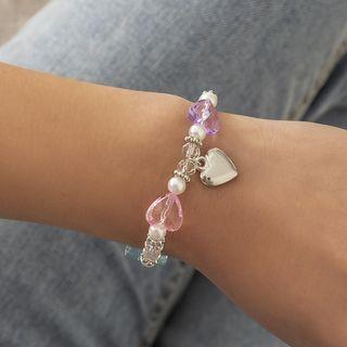 Heart Acrylic Alloy Bracelet 1005 - Silver - One Size