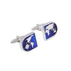 Fashion High-end Blue World Map Pattern Cufflinks Silver - One Size