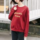 Lettering Pullover Wine Red - One Size