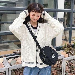 Rib Knit Cardigan White - One Size