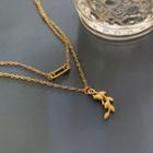 Leaf Pendant Alloy Necklace Js6093 - Gold - One Size