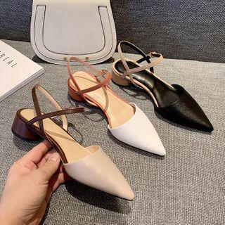 Pointy Round Heel Ankle Strap Sandals