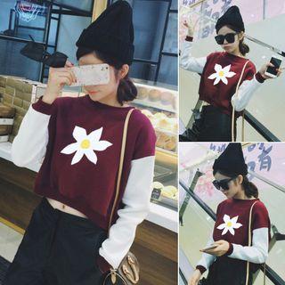 Floral Panel Long-sleeve Sweatshirt