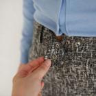 Fringe-hem Mini Tweed Skirt