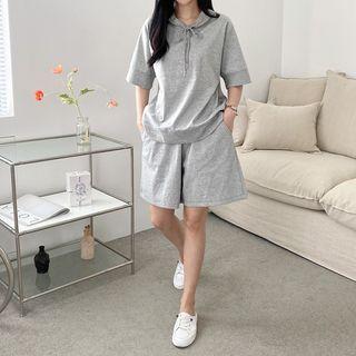 Set: Contrast-panel Hoodie + Shorts