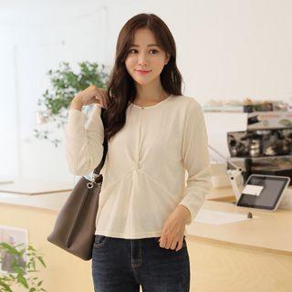Knot-front Ribbed T-shirt