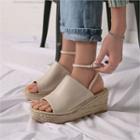 Faux-leather Espadrille Wedges