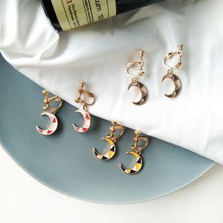 Color Panel Moon Dangle Earring