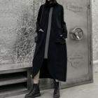 Long Sleeve Color Block Oversized Dress Black - One Size