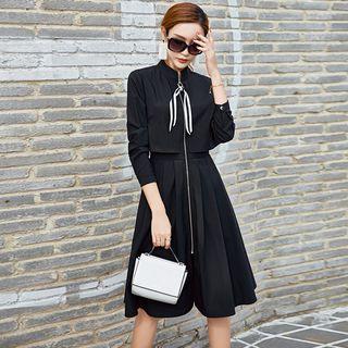 Long-sleeve Zip A-line Coat Dress