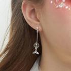 925 Sterling Silver Glass Bubble Fish Tail Dangle Earring 1 Pair - One Size