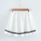 Contrast Trim Accordion Pleated Mini A-line Skirt