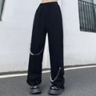 Faux Pearl Chained Straight Leg Pants
