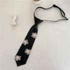 Flower Pre Tied Neck Tie 1 Pc - Black - One Size