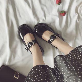 Heart Buckle Mary Jane Flats
