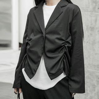 Crinkled Button Blazer