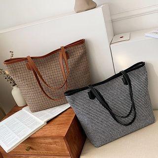 Houndstooth Zip-up Tote Bag