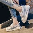 Faux Leather Contrast Trim Sneakers
