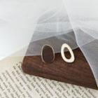 Non-matching Irregular Glaze Earring 1 Pair - 925 Silver - Black & White - One Size