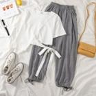 Short-sleeve Slit T-shirt / Harem Sweatpants