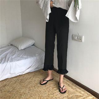 Ruffled Boot-cut Pants