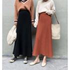 Plain A-line Knit Midi Skirt