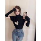 Set: Short-sleeve Turtleneck Knit Top + Oversleeves