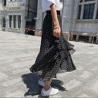 Ruffle Trim Chiffon Maxi Skirt Black - One Size